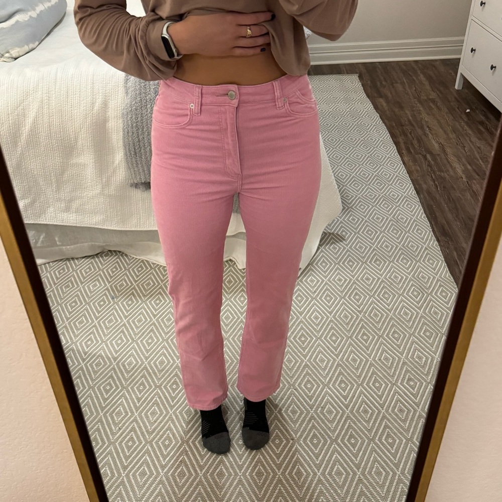 ROLLA’S pink corduroy original high rise straight jean